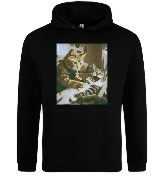 Жіноча толстовка (худі) Tattoo cat Чорний фото