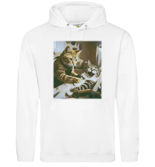 Жіноча толстовка (худі) Tattoo cat Білий фото