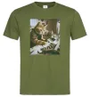 Чоловіча футболка Tattoo cat Оливковий фото