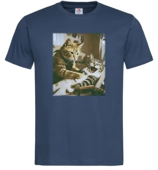 Чоловіча футболка Tattoo cat Темно-синій фото