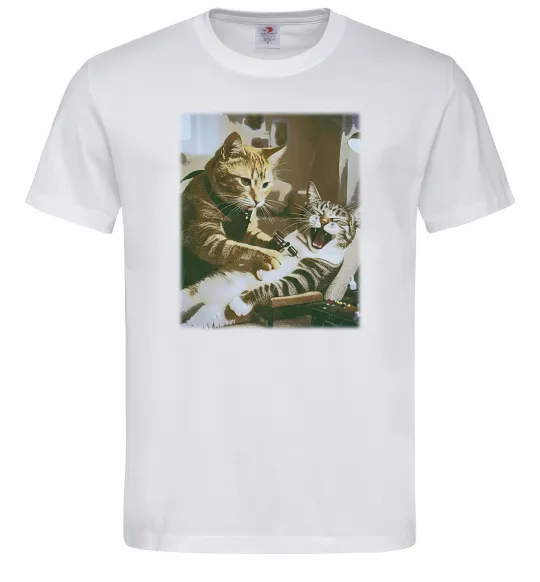 Чоловіча футболка Tattoo cat Білий фото