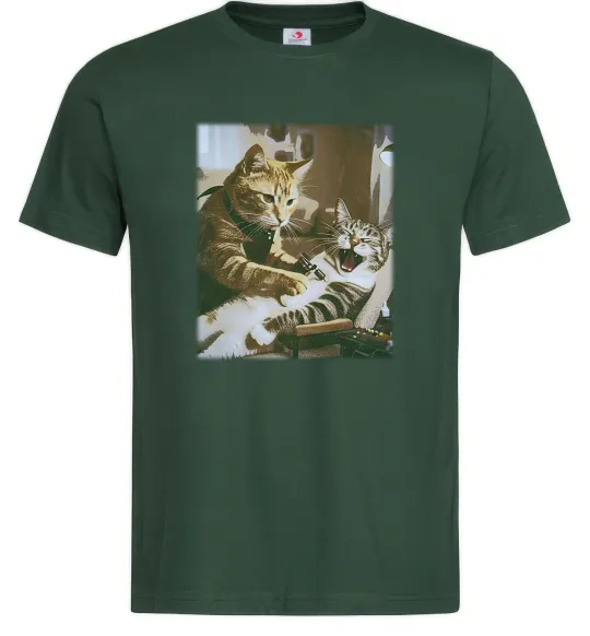 Чоловіча футболка Tattoo cat Темно-зелений фото
