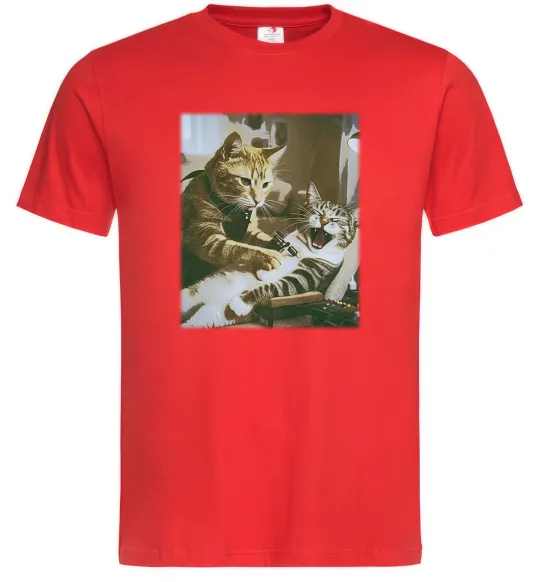 Чоловіча футболка Tattoo cat Червоний фото