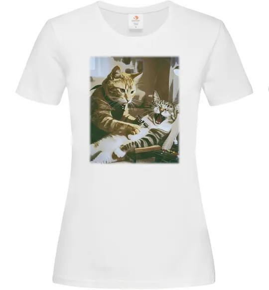 Жіноча футболка Tattoo cat Білий фото