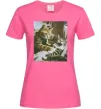 Жіноча футболка Tattoo cat Яскраво-рожевий фото