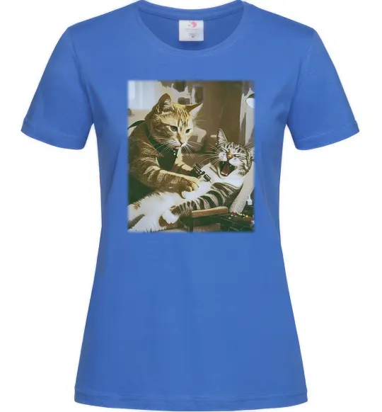 Жіноча футболка Tattoo cat Яскраво-синій фото