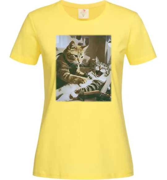 Жіноча футболка Tattoo cat Лимонний фото