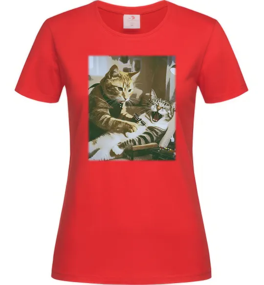 Жіноча футболка Tattoo cat Червоний фото