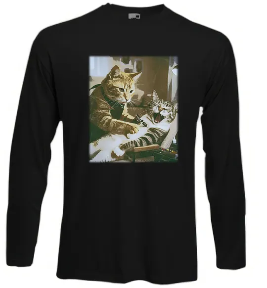 Лонгслів Tattoo cat Чорний фото