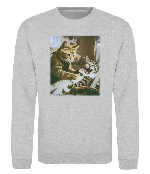 Світшот Tattoo cat Сірий меланж фото