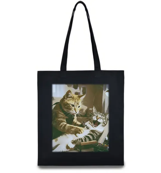 Еко-сумка Tattoo cat Чорний фото