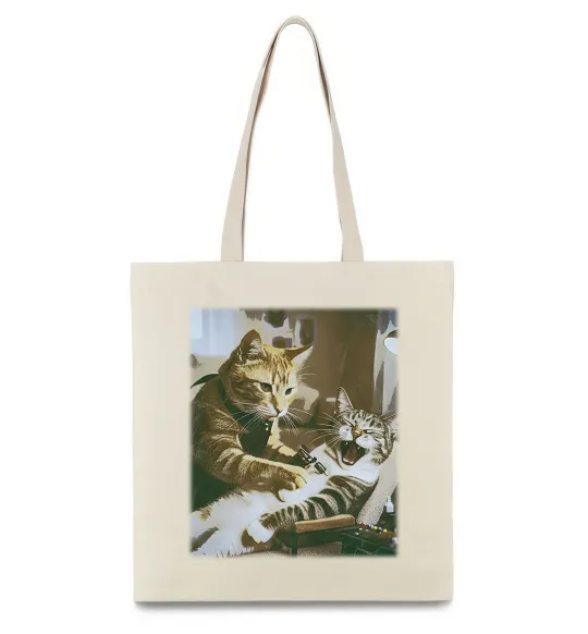Еко-сумка Tattoo cat Бежевий фото