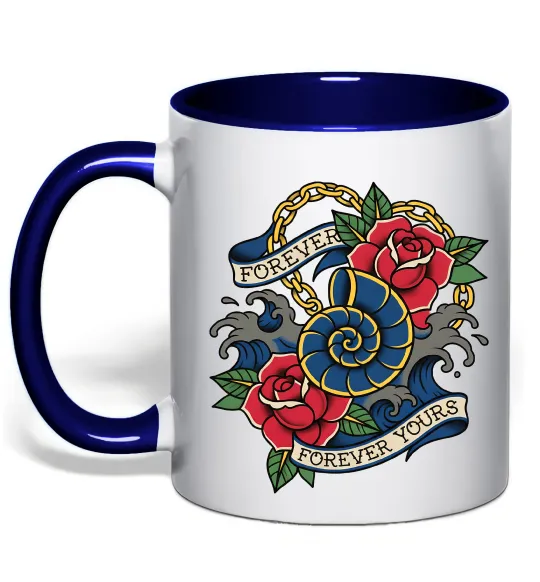 Чашка з кольоровою ручкою Forever yours Глибокий темно-синій фото