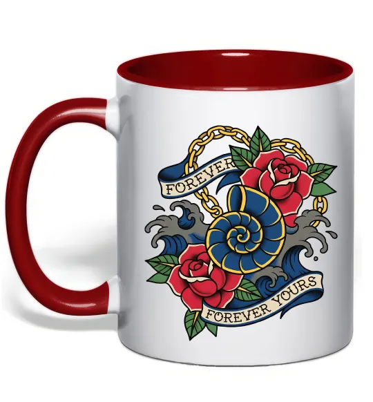 Чашка з кольоровою ручкою Forever yours Червоний фото