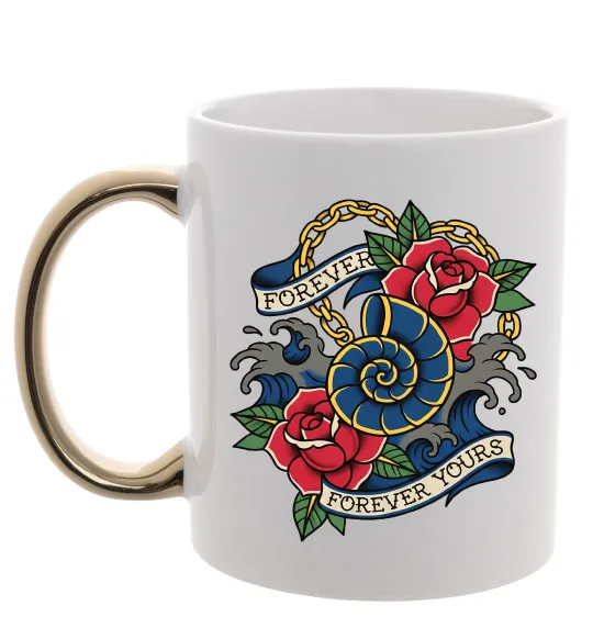 Чашка з кольоровою ручкою Forever yours Золото фото