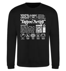 Свитшот Tattoo artist з вашим нікнеймом та QR-кодом Черный фото