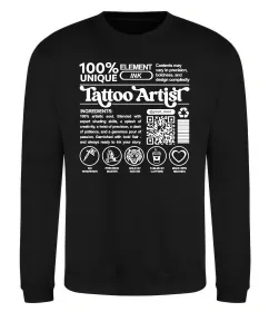 Світшот Tattoo artist з вашим нікнеймом та QR-кодом Чорний фото