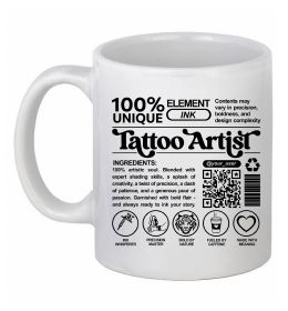 Чашка керамическая Tattoo artist з вашим нікнеймом та QR-кодом