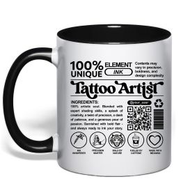 Чашка с цветной ручкой Tattoo artist з вашим нікнеймом та QR-кодом