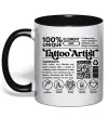 Чашка с цветной ручкой Tattoo artist з вашим нікнеймом та QR-кодом Черный фото