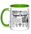 Чашка с цветной ручкой Tattoo artist з вашим нікнеймом та QR-кодом Лаймовый фото