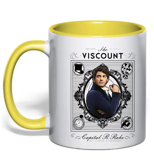 Чашка з кольоровою ручкою Bridgerton the Viscount Лимонний фото