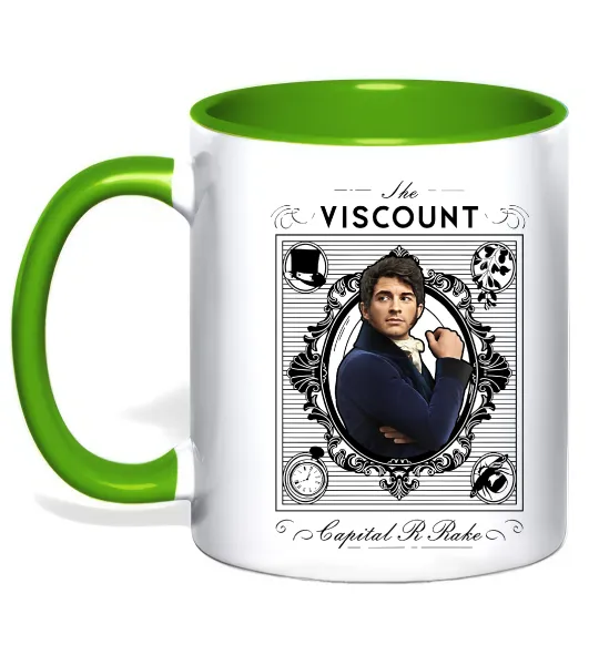 Чашка з кольоровою ручкою Bridgerton the Viscount Лаймовий фото