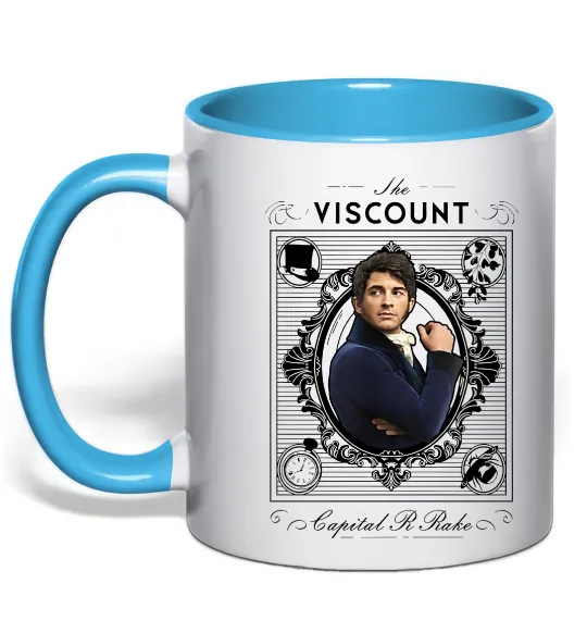 Чашка з кольоровою ручкою Bridgerton the Viscount Блакитний фото