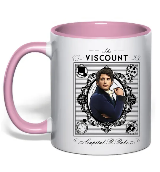 Чашка з кольоровою ручкою Bridgerton the Viscount Ніжно рожевий фото