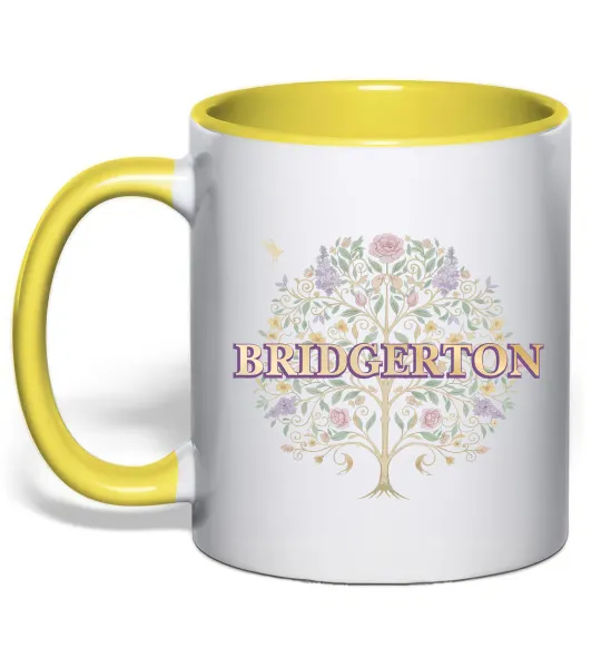 Чашка з кольоровою ручкою Bridgerton tree Лимонний фото