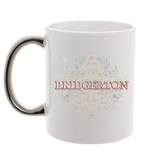 Чашка з кольоровою ручкою Bridgerton tree Срібло фото