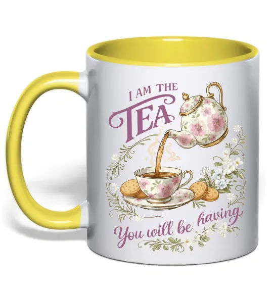 Чашка з кольоровою ручкою I am the tea Bridgerton Лимонний фото