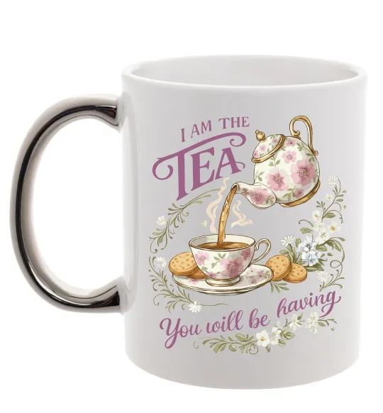 Чашка з кольоровою ручкою I am the tea Bridgerton Срібло фото