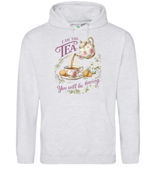 Чоловіча толстовка (худі) I am the tea Bridgerton Сірий меланж фото
