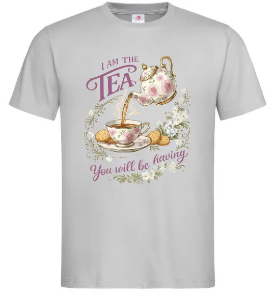 Чоловіча футболка I am the tea Bridgerton Сірий фото