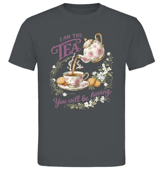 Чоловіча футболка I am the tea Bridgerton Графіт фото
