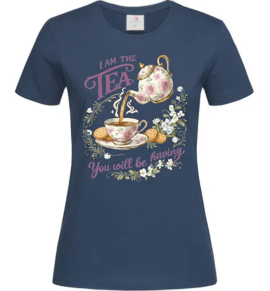 Жіноча футболка I am the tea Bridgerton Темно-синій фото