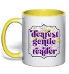 Чашка з кольоровою ручкою Бріджертони Dearest gentle reader Лимонний фото