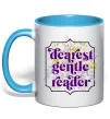 Чашка з кольоровою ручкою Бріджертони Dearest gentle reader Блакитний фото