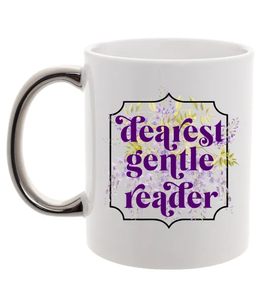 Чашка з кольоровою ручкою Бріджертони Dearest gentle reader Срібло фото