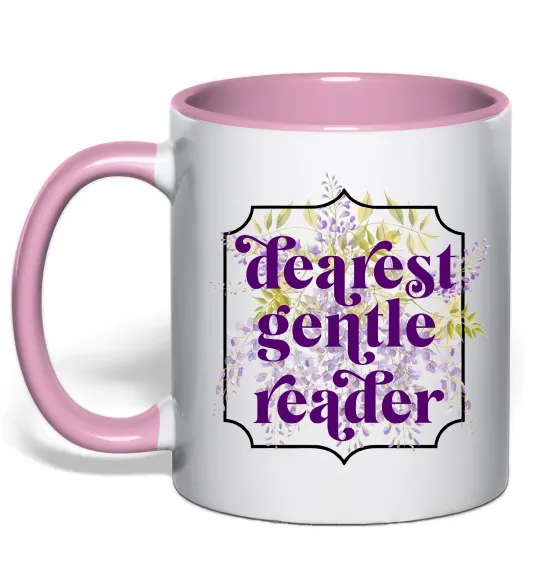 Чашка з кольоровою ручкою Бріджертони Dearest gentle reader Ніжно рожевий фото
