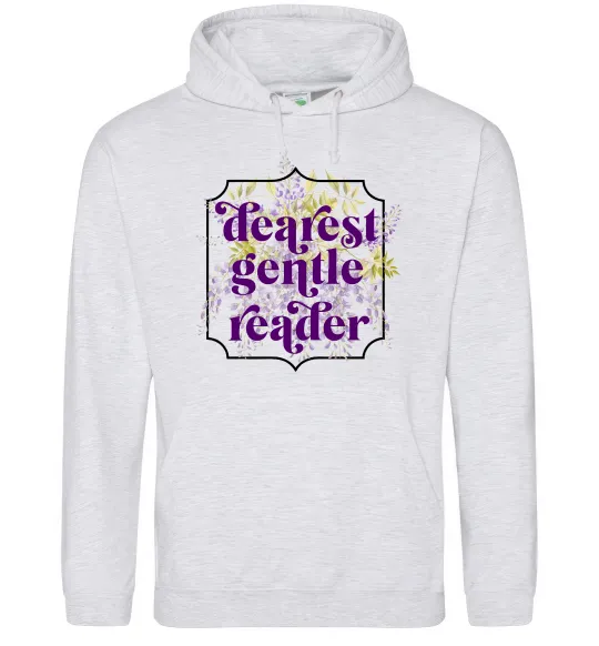 Чоловіча толстовка (худі) Бріджертони Dearest gentle reader Сірий меланж фото