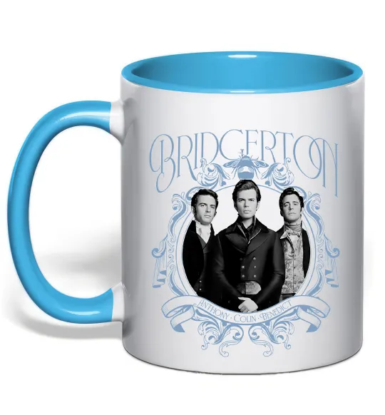 Чашка з кольоровою ручкою Бріджертони Блакитний фото