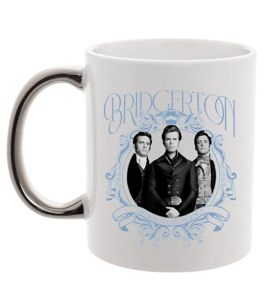 Чашка з кольоровою ручкою Бріджертони Срібло фото