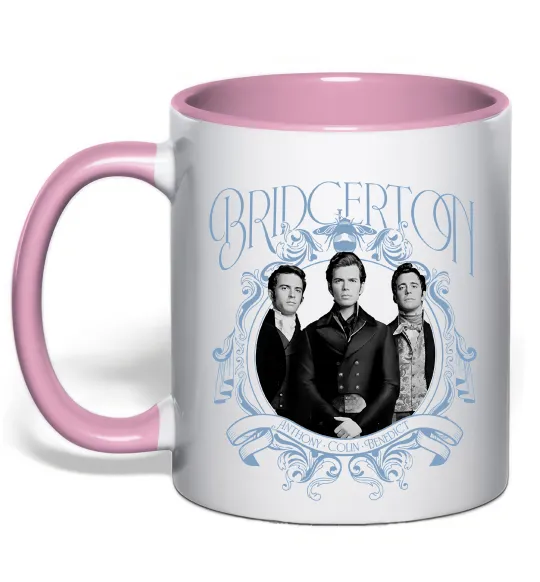 Чашка з кольоровою ручкою Бріджертони Ніжно рожевий фото