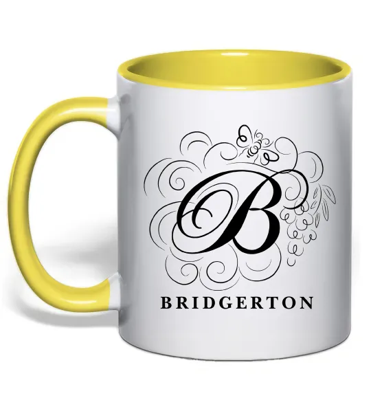 Чашка с цветной ручкой Bridgerton logo Лимонный фото