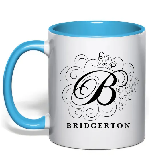 Чашка с цветной ручкой Bridgerton logo Голубой фото
