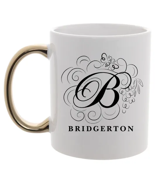 Чашка с цветной ручкой Bridgerton logo Золото фото