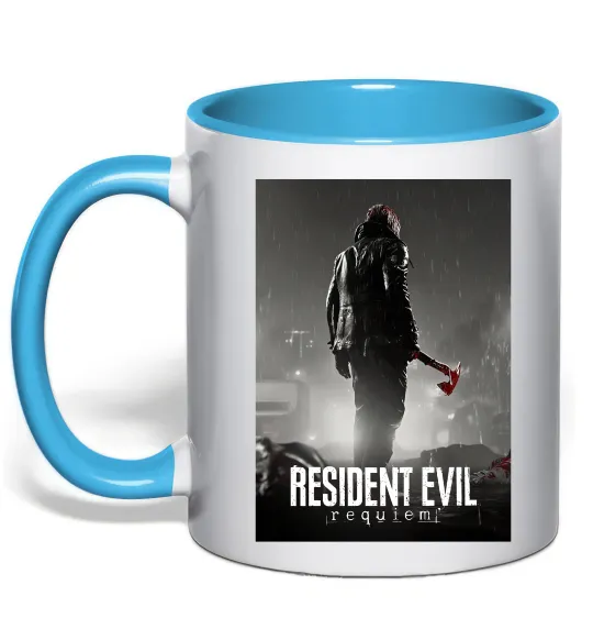 Чашка з кольоровою ручкою Resident evil Requiem Блакитний фото