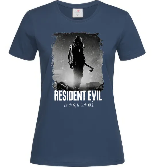 Женская футболка Оселя зла Леон Кеннеді Темно-синий фото